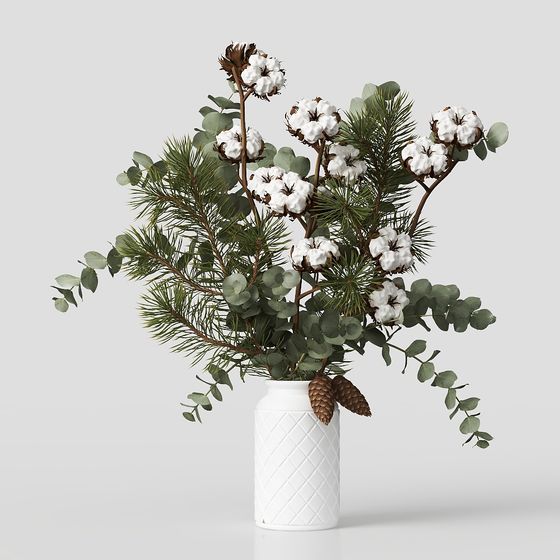 Serene Winter Floral Arrangement 3D model