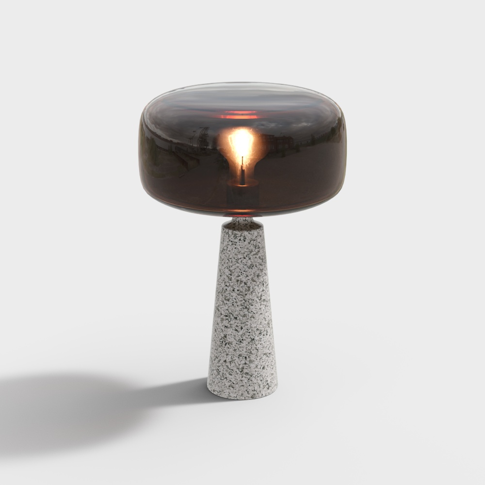 Elegant Low-Poly Table Lamp – Marble and Glass Design