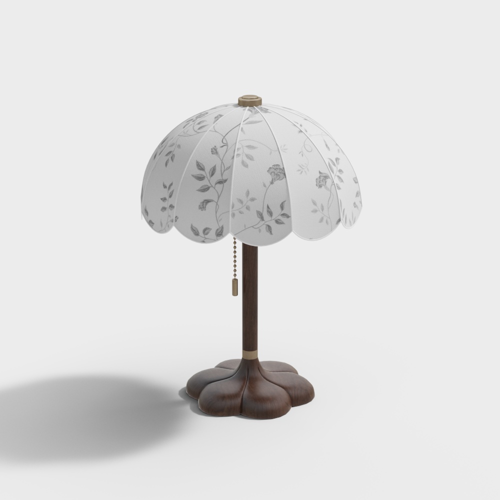 Elegant Low-Poly Table Lamp 3D Model – Wooden Base