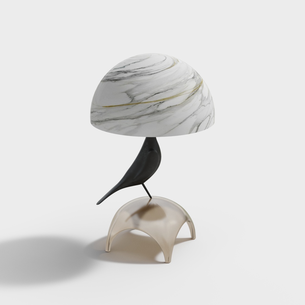 Marble Bird Lamp 3D model