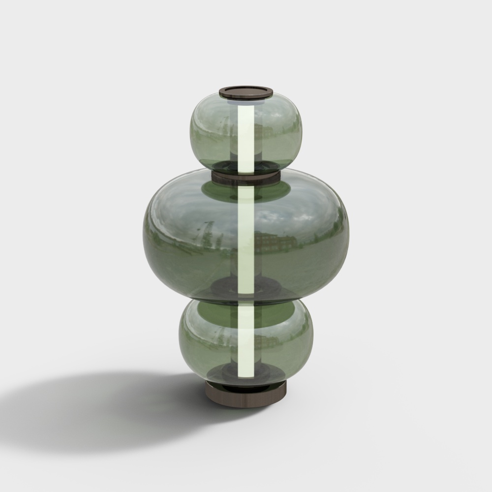 Elegant Glass Art Bottle 3D Model – Transparent Green Design
