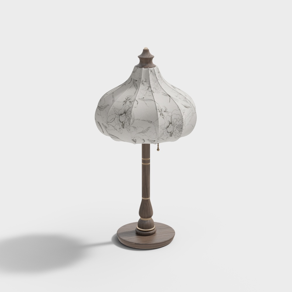 Elegant Low-Poly Table Lamp 3D Model – Floral Design