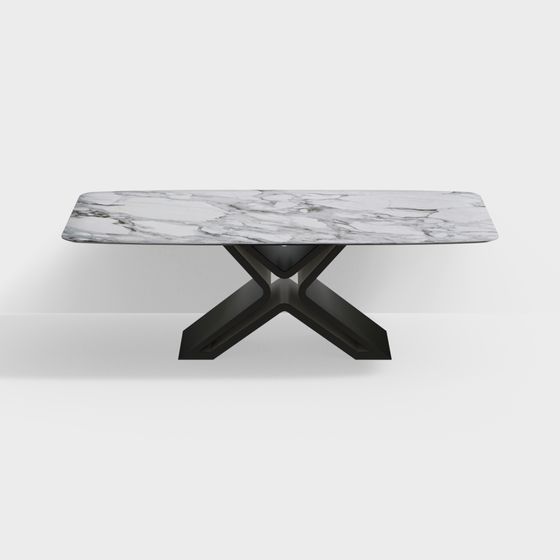 Stylish Marble Dining Table 3D model for Modern Interiors
