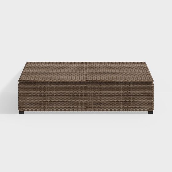 Elegant Rattan Storage Stool 3D model