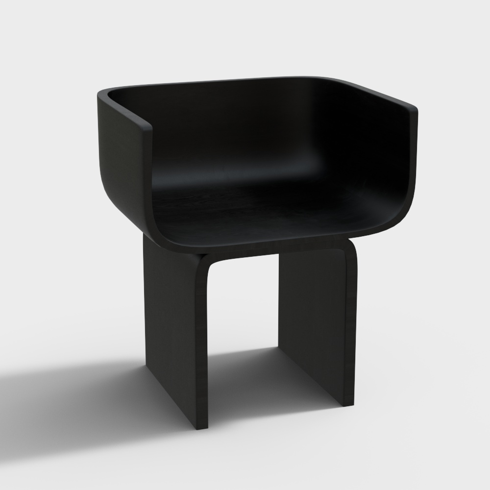 Ghế ăn gỗ nguyên khối đen Wabi Sabi cho nhà hàng