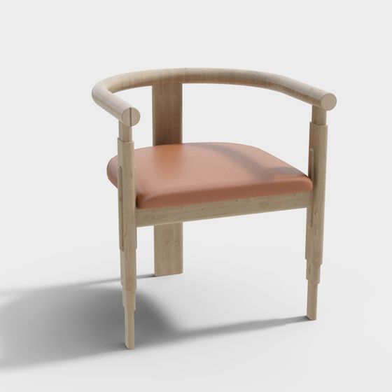 Elegant Low-Polygon Wooden Chair 3D model