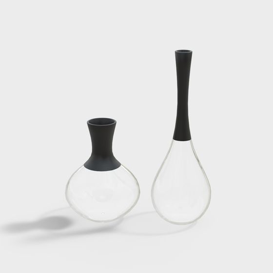 Minimalist Low-Poly Vase Set 3D model