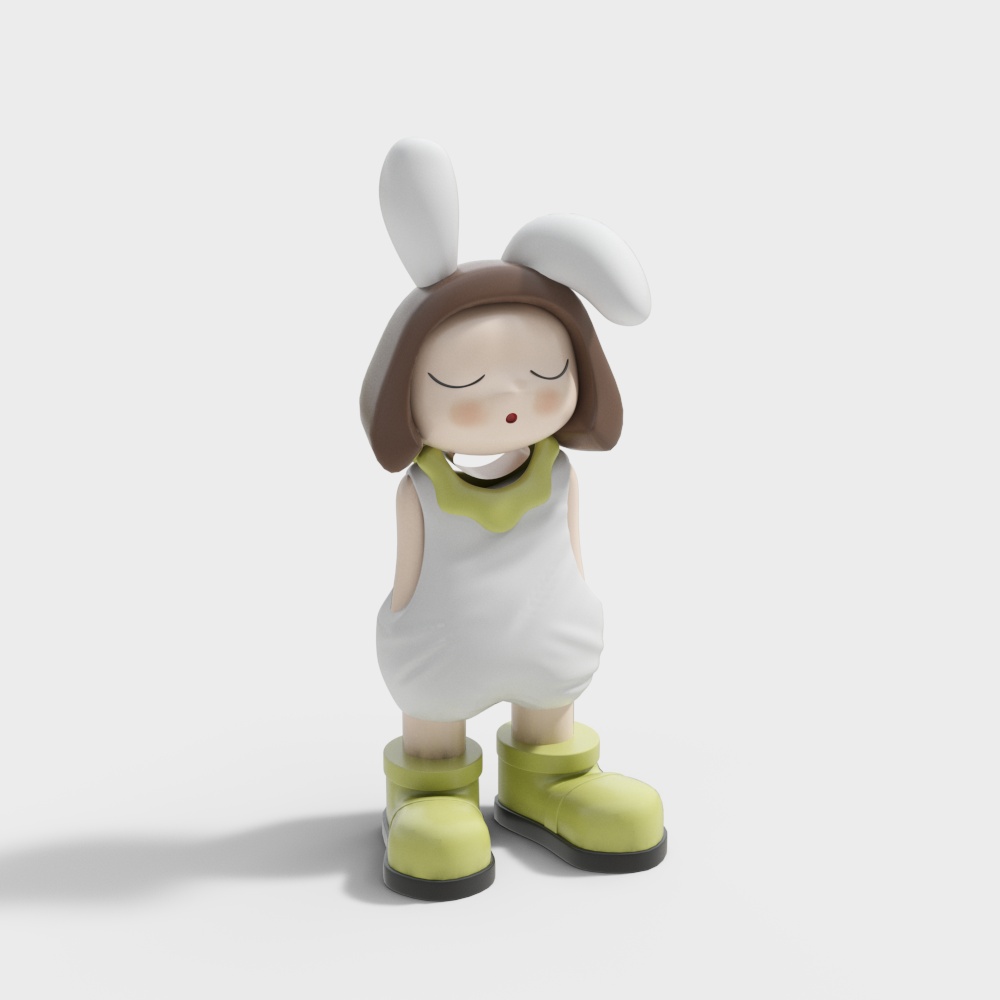 Bunny ears little girl ornament