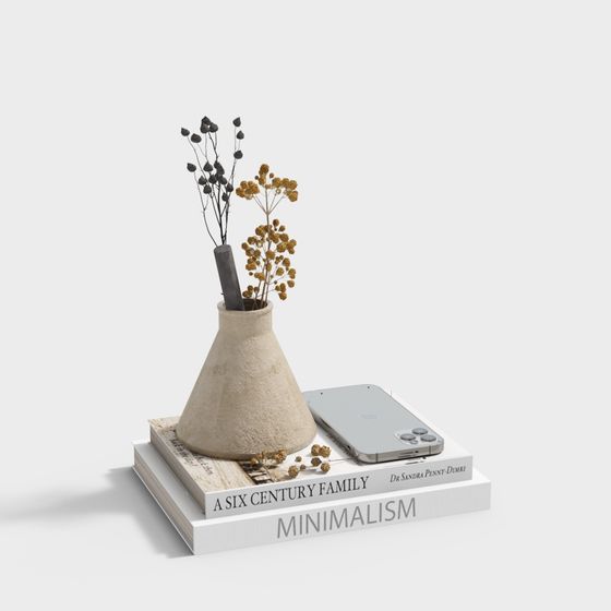 Beige Book Vase Decoration 3D Model