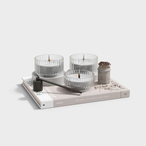 Book Candlestick Ornaments 3D Model for Decorative Displays