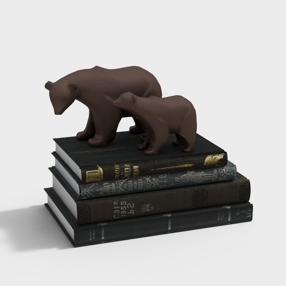 Low-Poly Brown Bear Mother and Cub 3D model