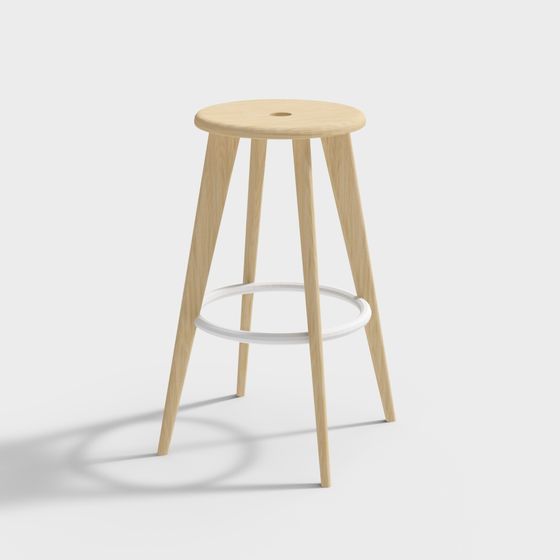 Elegant Wooden Bar Stool 3D model