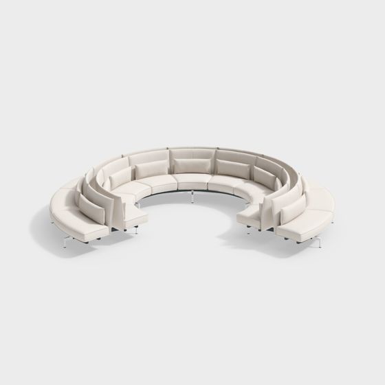 Curved Sofa 3D model in Low-Poly Style