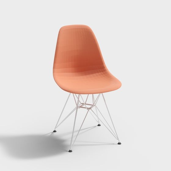 Vibrant Low-Poly Orange Chair 3D model