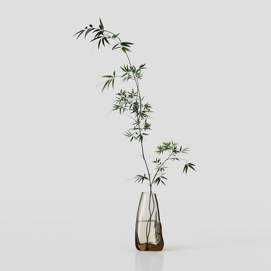 Bamboo Branch Vase 3D Model for Creative Spaces