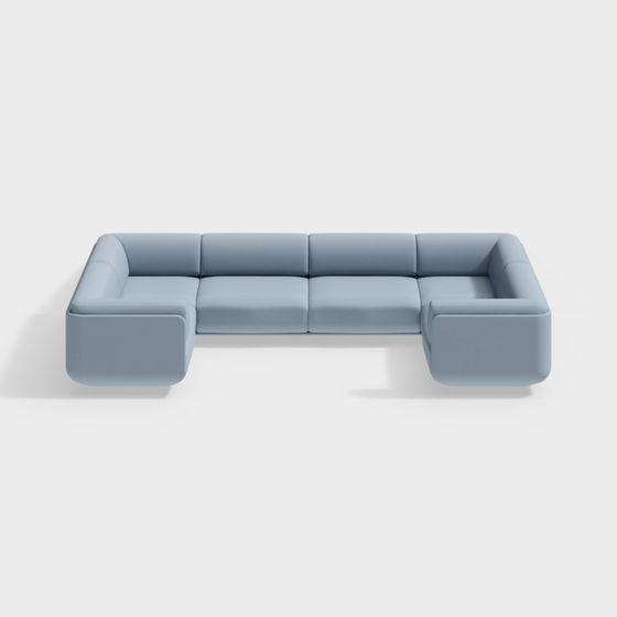 Elegant Low-Polygon Blue Sofa 3D model for Various Designs