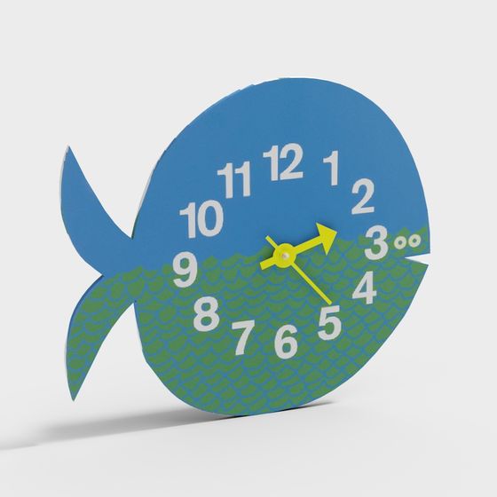 Whimsical Fish-Shaped Clock 3D model for Creative Use