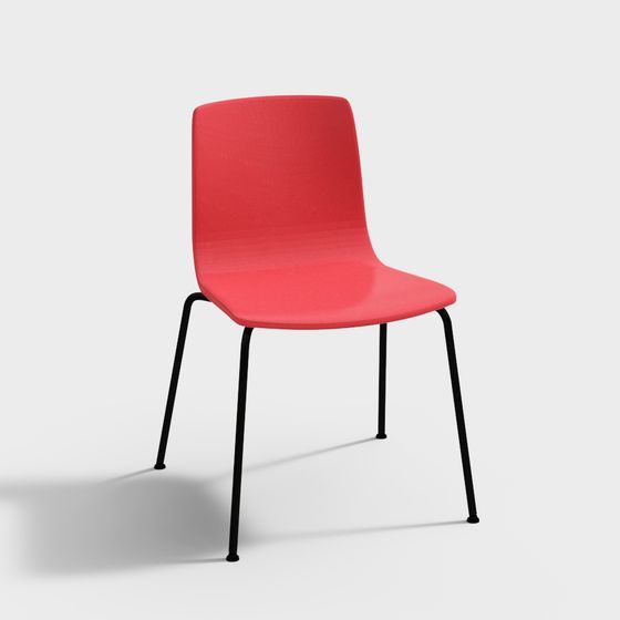 Stylish Coral Red Chair 3D model