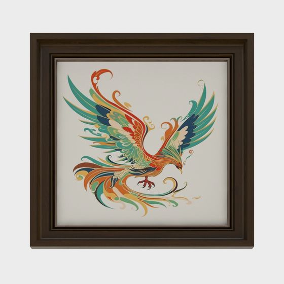 Phoenix Winged 3D model with Vibrant Low-Poly Design