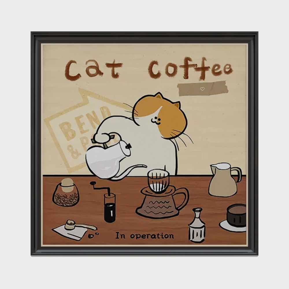 Tranh trang trí mèo trắng vintage Bắc Âu