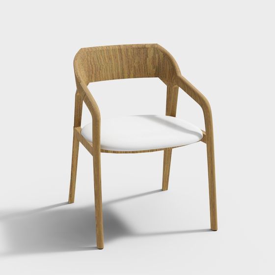 Stylish Wooden Armchair 3D model
