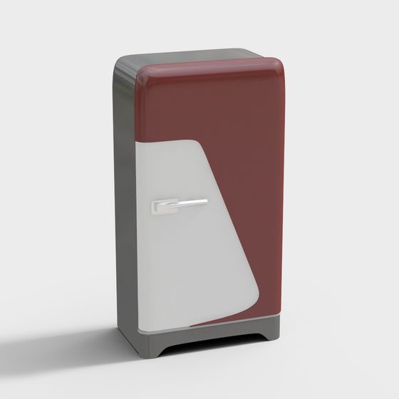 Stylish Vintage Refrigerator 3D Model for Modern Design
