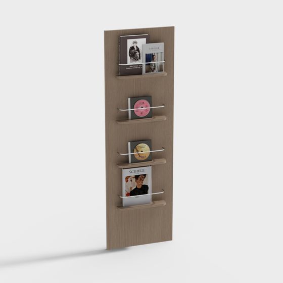 Wood Color Decorative Shelves Group 3D Model