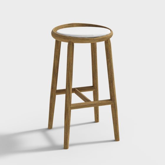 Elegant Round Stool 3D model for Modern Interiors