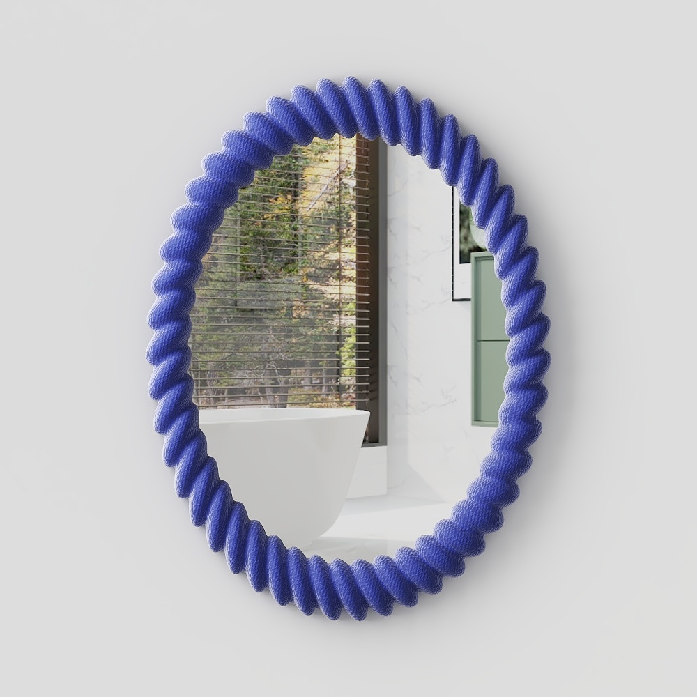 Modern blue decorated mirror
