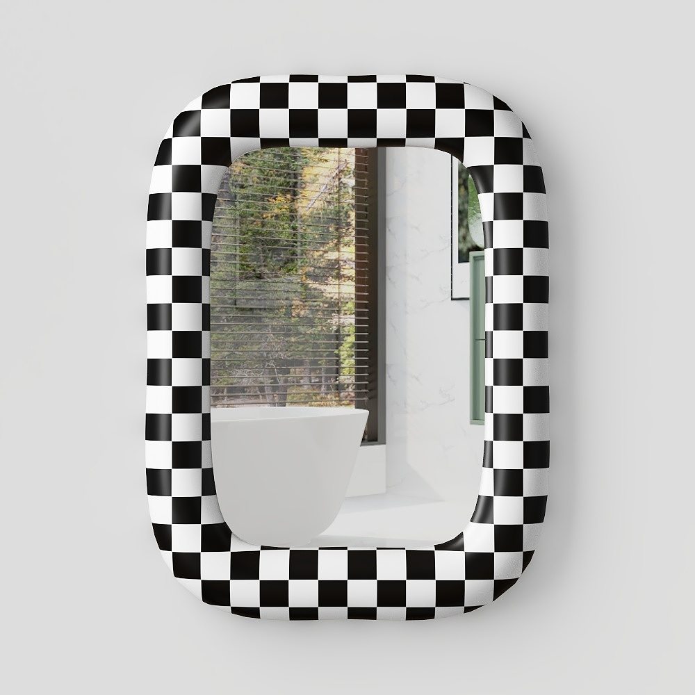 현대 흑백 라티스 장식 거울