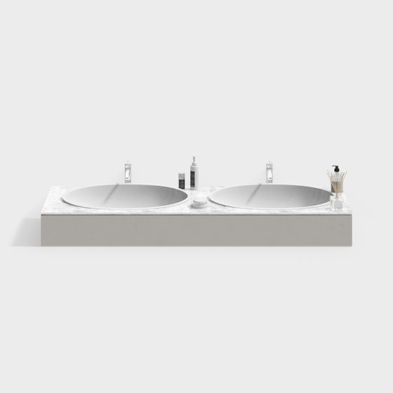 Modern Minimalist Double Sink Bathroom Vanity 3D model