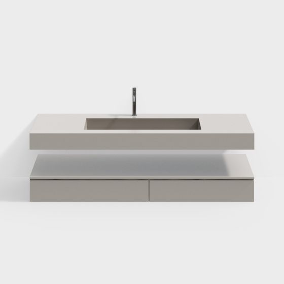 Modern Cream Air Bathroom Cabinet 3D Model in White