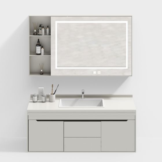Contemporary Bathroom Cabinet 3D model for Stylish Interiors