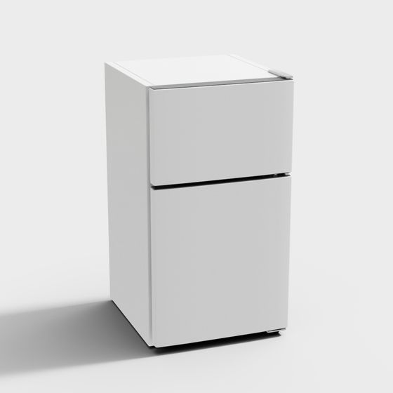 Sleek Minimalist Double-Door Refrigerator 3D model