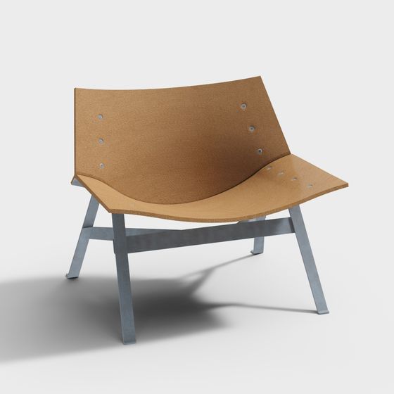 Elegant Curved Lounge Chair 3D model