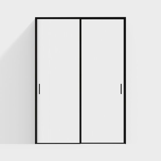 White Modern Glass Sliding Door 3D Model