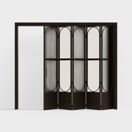 Brown Vintage Folding Glass Doors 3D Model for Unique Interiors