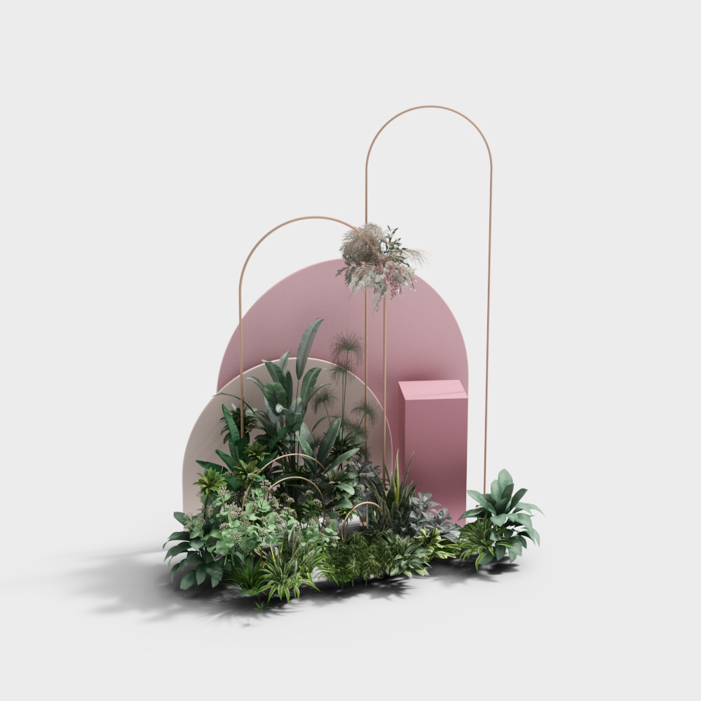 Nature’s Gate 3D Model – Soft Pink Arch with Metal Frame