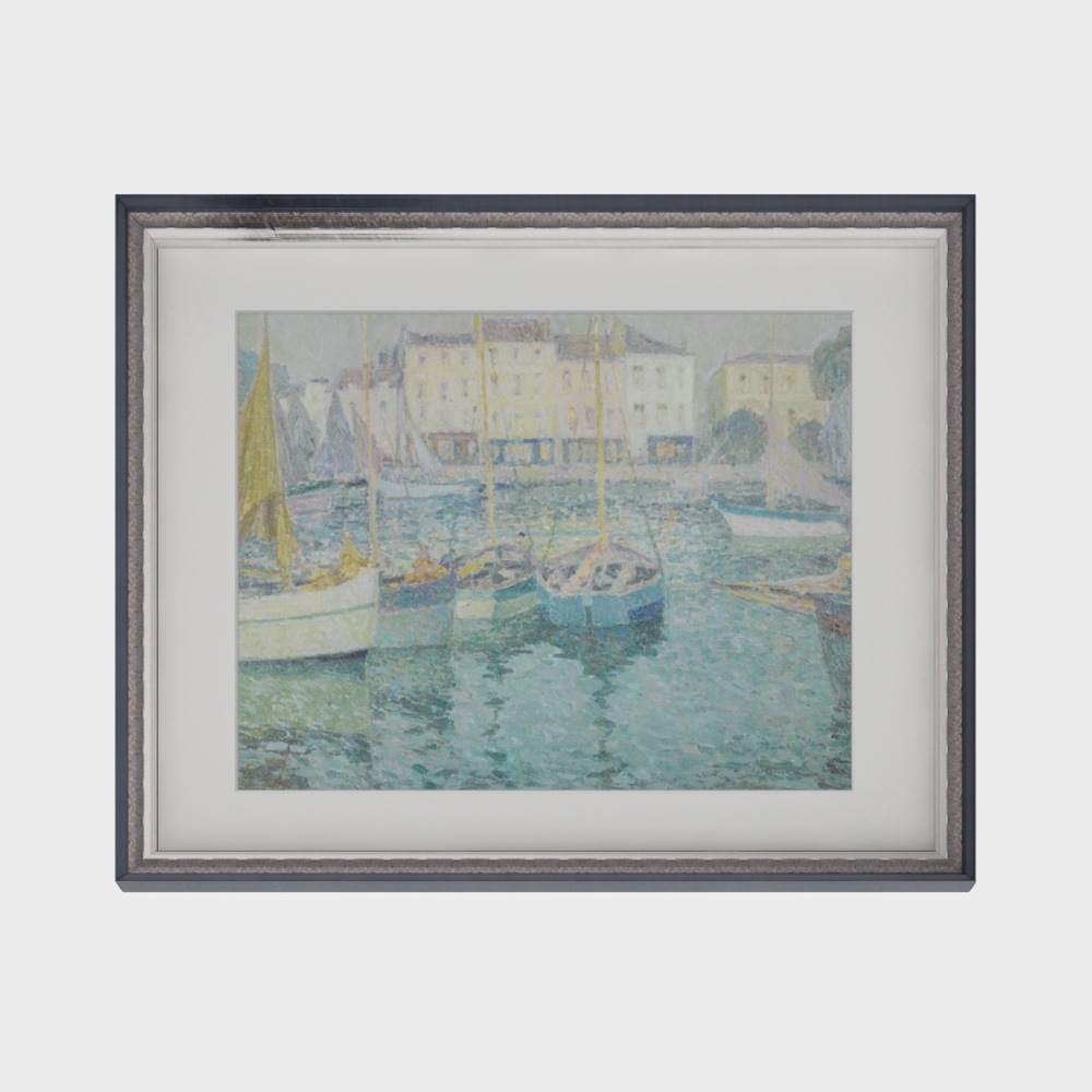 Impressionist Harbor 3D Model – Artistic Sailboat Scene