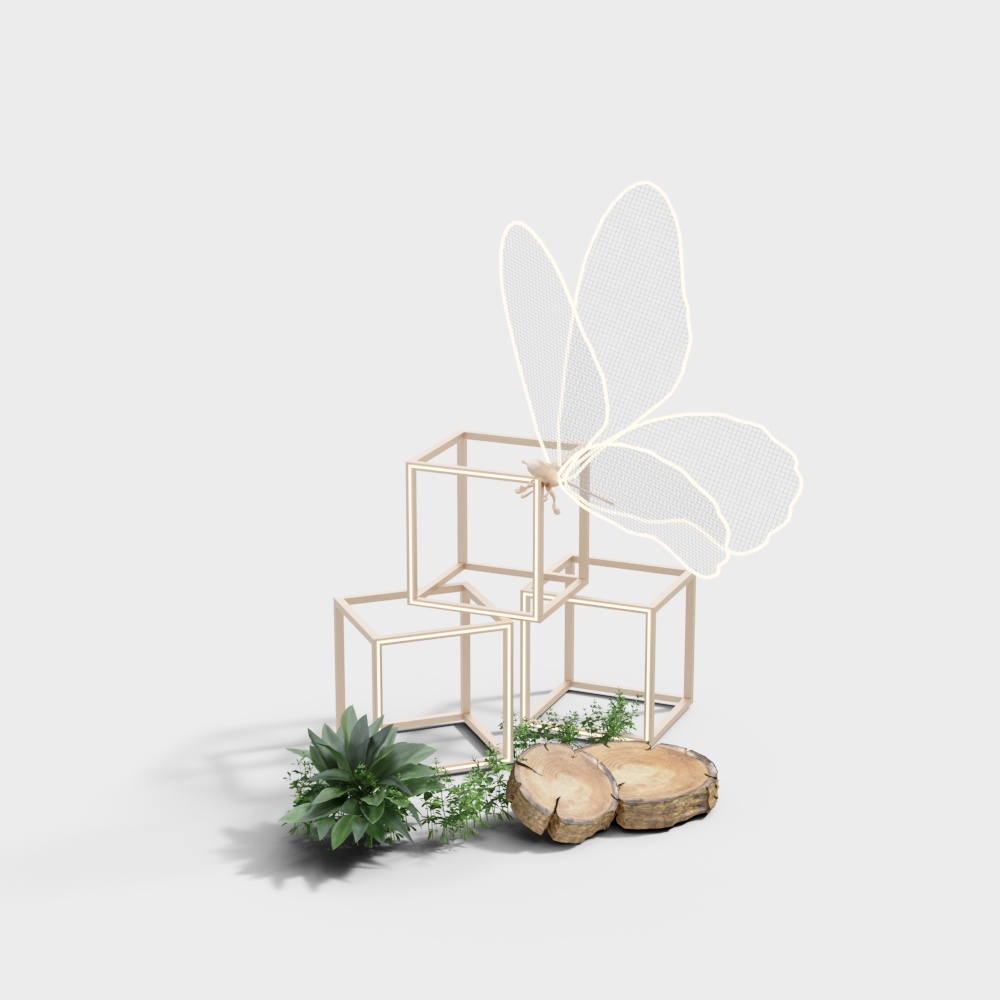 Butterfly Cube 3D Model – Low-Poly Nature Art
