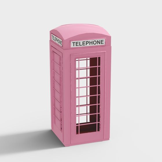 Vintage Pink Telephone Booth 3D model