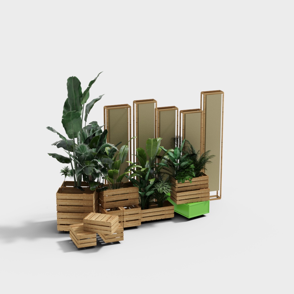 Bamboo Screen Plant Landscape 3D Model – Low-Poly Nature