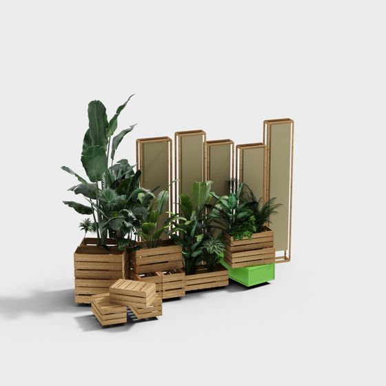Bamboo Screen Plant Landscape 3D model