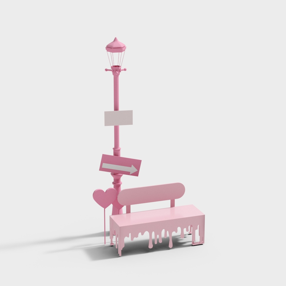 Sweet Corner Low-Poly 3D Model – Pink Decorative Scene