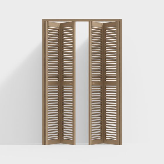 Modern Multi-Fold Door 3D Model in Brown Finish