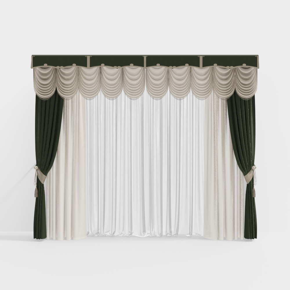 Elegant Low-Polygon Curtain 3D Model – Textured Fabric Design