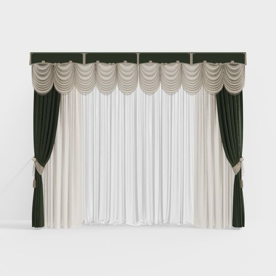 Elegant Low-Polygon Curtain 3D Model