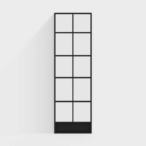 French Black Glass Partition 3D Model for Elegant Spaces