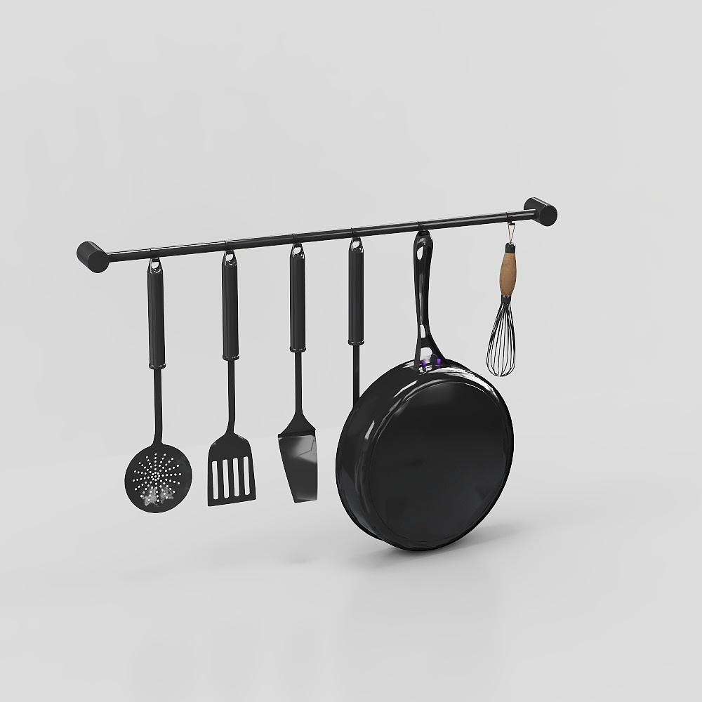 Elegant Hanging Kitchen Utensils 3D Model – Modern Kitchen Set