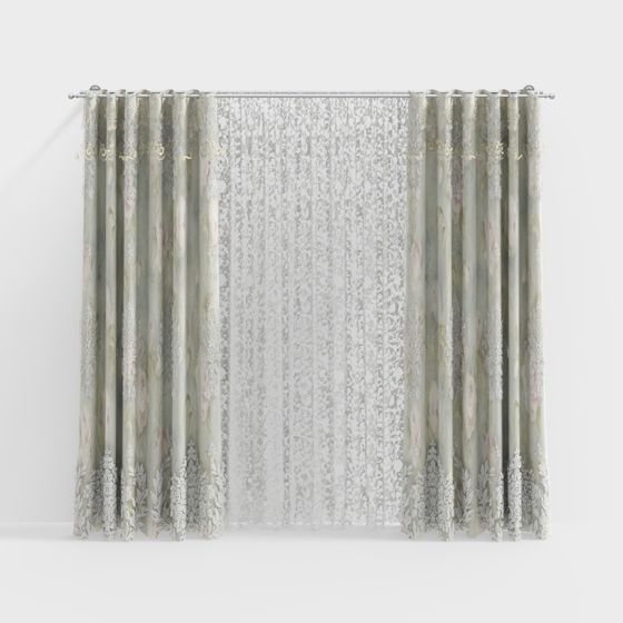 Graceful Lace Curtain 3D model for Creative Projects